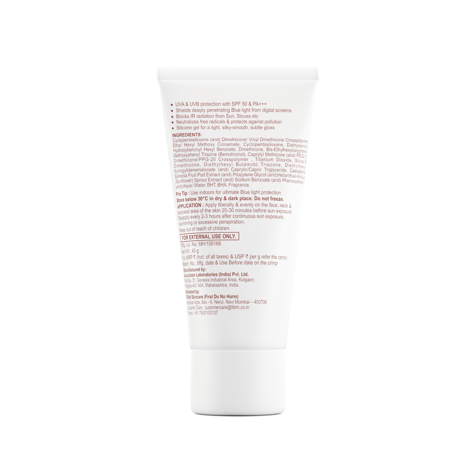 SPF 50 matte sunscreen